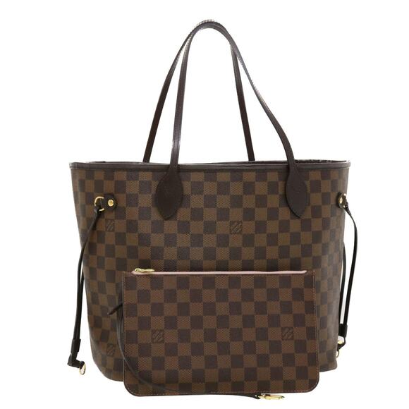 LOUIS VUITTON Damier Ebene Rose Valerine Neverfull MM Totebag N41603 - Picture 1 of 16